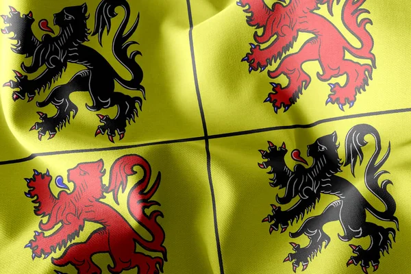 Illustration Flag Hainaut Province Belgium Waving Wind Flag Textile Background — Stock Photo, Image