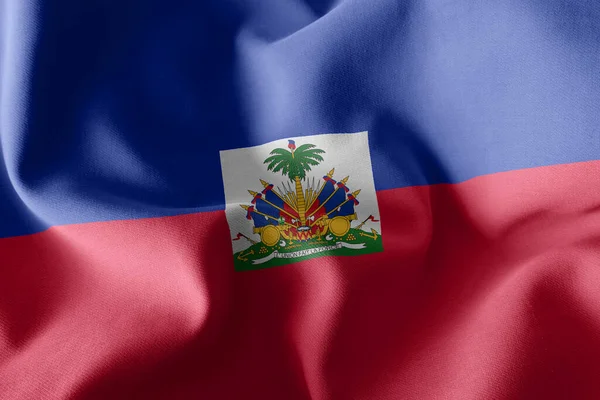 Illustration Nahaufnahme Flagge Von Haiti Auf Dem Textilen Hintergrund Der — Stockfoto