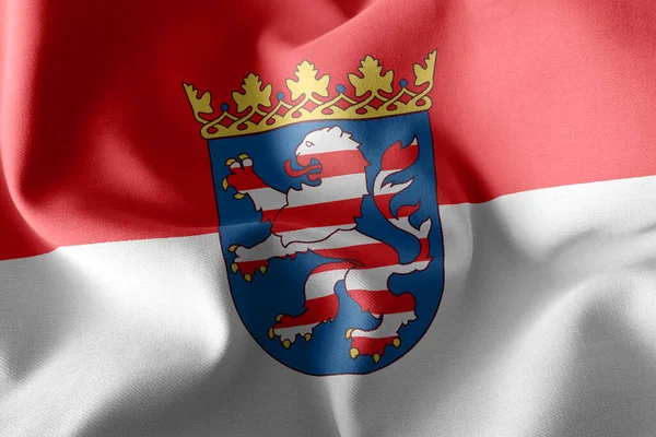 Illustratie Vlag Van Hessen Een Regio Van Duitsland Wuiven Wind — Stockfoto