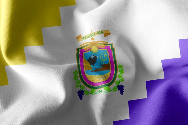 Illustration Flagga Ica Region Peru Vinka Vind Flagga Textil Bakgrund — Stockfoto