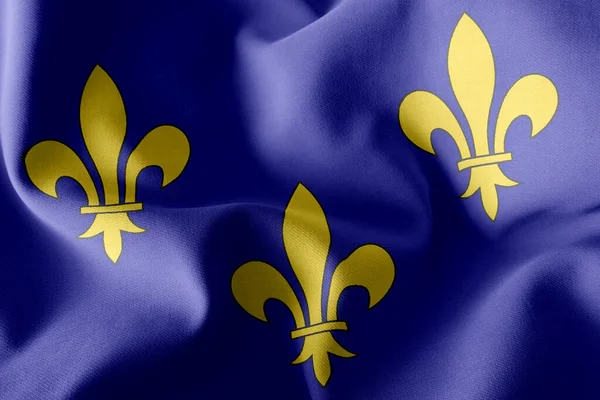 Illustration Flag Ile France Region France Waving Wind Flag Textile — Stock Photo, Image