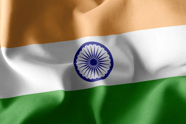 Bandeira Ilustração Índia Acenando Sobre Bandeira Vento Fundo Têxtil — Fotografia de Stock