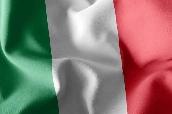 3D illustration flag of Italy. Waving on the wind flag textile background