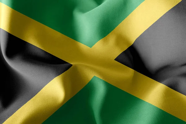 Illustration Flag Jamaica Waving Wind Flag Textile Background — Stock Photo, Image