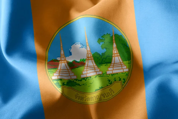 Illustration Flag Kanchanaburi Una Provincia Tailandia Ondeando Bandera Del Viento — Foto de Stock