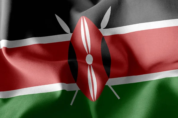Kenya Nın Boyutlu Illüstrasyon Bayrağı Rüzgâr Bayraklarında Sallanan Tekstil Arka — Stok fotoğraf