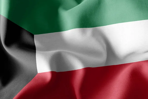 Bandiera Illustrazione Del Kuwait Sventolando Sullo Sfondo Tessile Bandiera Del — Foto Stock