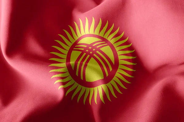 Bandeira Ilustração Quirguistão Acenando Sobre Bandeira Vento Fundo Têxtil — Fotografia de Stock