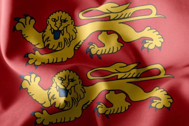 Normandiya 'nın 3D illüstrasyon bayrağı Fransa' nın bir bölgesidir. Rüzgâr bayraklarında sallanan tekstil arka planı