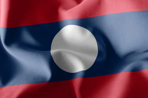 Σημαία Τρισδιάστατη Απεικόνιση Του Λάος Κυματίζοντας Στο Φόντο Υφάσματος Της — Φωτογραφία Αρχείου