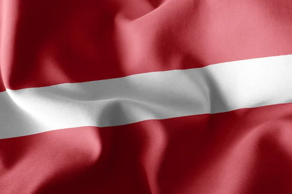 Illustration Flagge Von Lettland Auf Dem Textilen Hintergrund Der Windfahne — Stockfoto