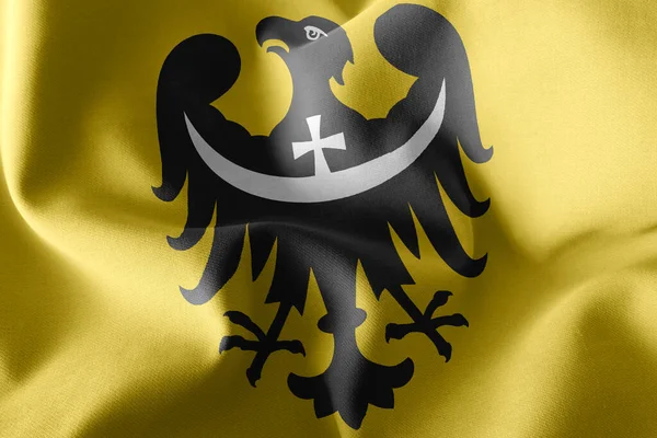 Bandeira Ilustração Lower Silesia Voivodship Uma Região Polônia Acenando Sobre — Fotografia de Stock