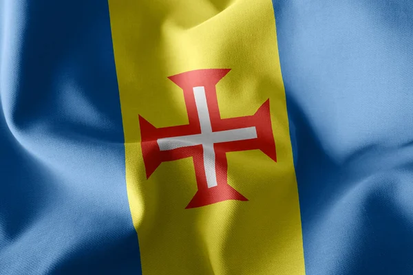 Illustration Flagge Von Madeira Ist Eine Region Von Portugal Auf — Stockfoto