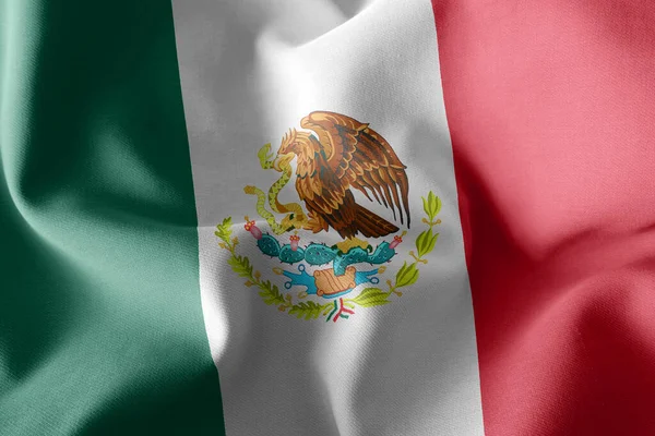 Bandera Ilustración México Ondeando Sobre Fondo Textil Bandera Del Viento — Foto de Stock