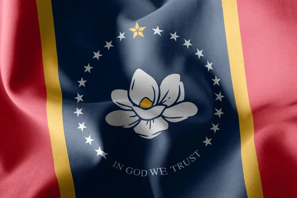 Illustration Flag Mississippi Region United States Waving Wind Flag Textile — Stock Photo, Image