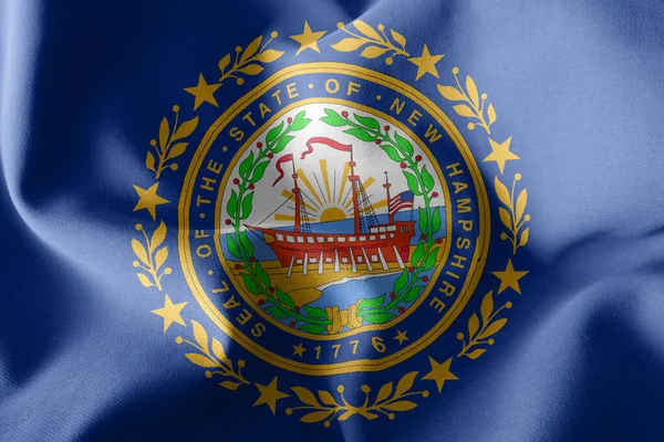 Illustration Flag New Hampshire Region United States Waving Wind Flag — Stock Photo, Image