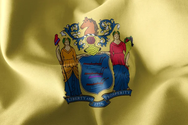 Bandeira Ilustração New Jersey Uma Região Dos Estados Unidos Acenando — Fotografia de Stock