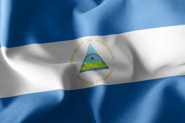 Illustration Flagga Nicaragua Vinka Vind Flagga Textil Bakgrund — Stockfoto