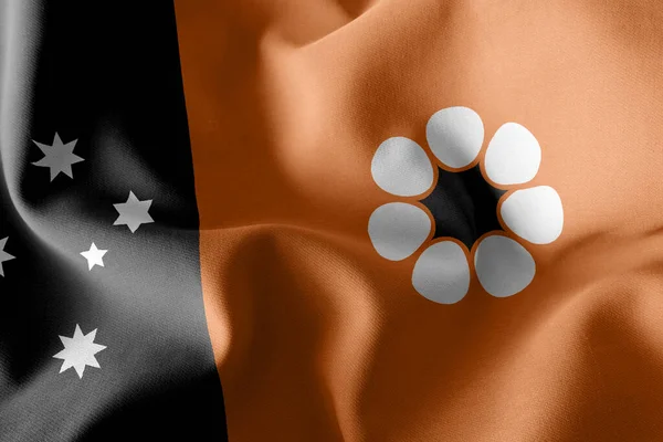 Kuzey Toprakları 'nın 3D illüstrasyon bayrağı Avustralya' nın bir bölgesidir. Rüzgâr bayraklarında sallanan tekstil arka planı