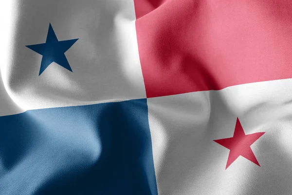 パナマの3Dイラスト旗 風旗の織物の背景に手を振る — ストック写真