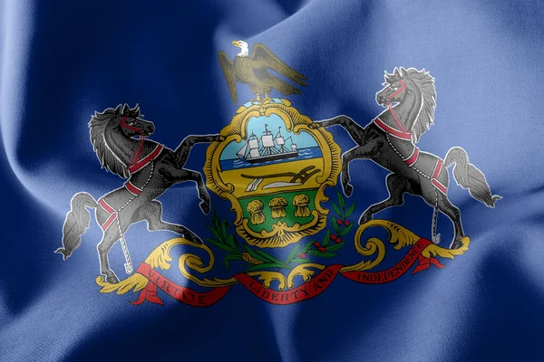 Bandiera Della Pennsylvania Una Regione Degli Stati Uniti Sventolando Sullo — Foto Stock