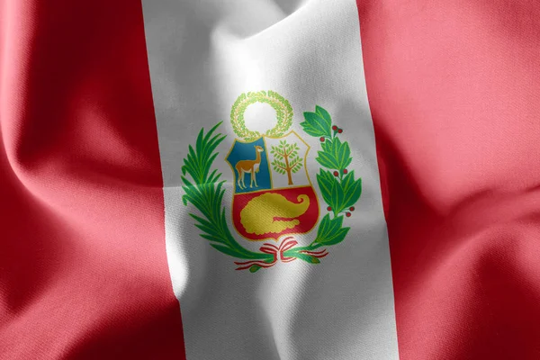 Bandera Ilustración Perú Ondeando Sobre Fondo Textil Bandera Del Viento —  Fotos de Stock