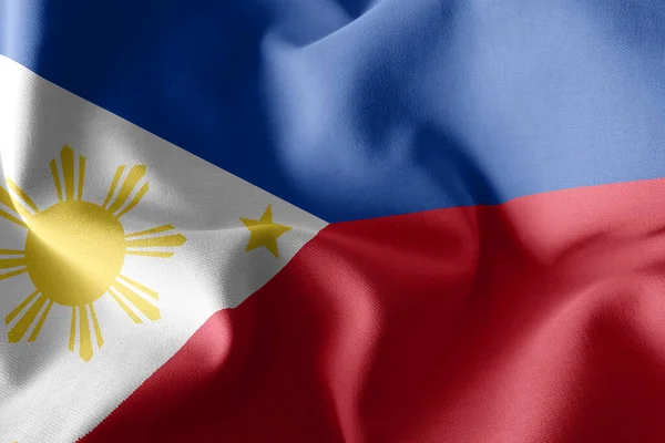 菲律宾的3D插图旗帜 飘扬在风旗纺织品的背景上 — 图库照片