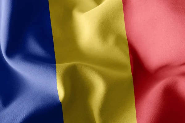 Bandera Ilustración Romania Ondeando Sobre Fondo Textil Bandera Del Viento —  Fotos de Stock