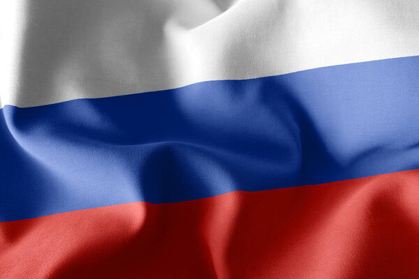 Флаг 3D иллюстрации России. Размахивание на текстильном фоне флага ветра