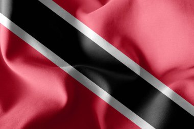 Trinidad ve Tobago 'nun 3 boyutlu illüstrasyon bayrağı. Rüzgâr bayraklarında sallanan tekstil arka planı