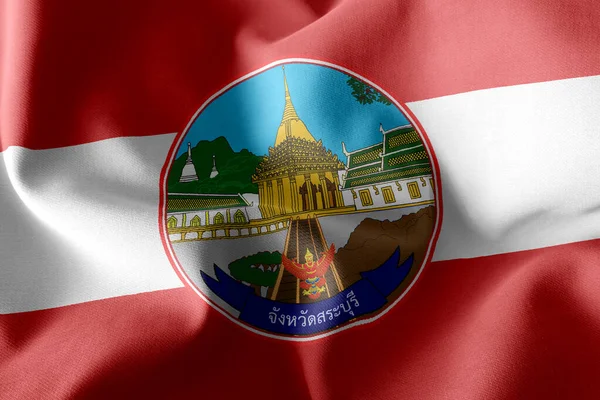 Bandera Saraburi Una Provincia Tailandia Ondeando Bandera Del Viento Con — Foto de Stock