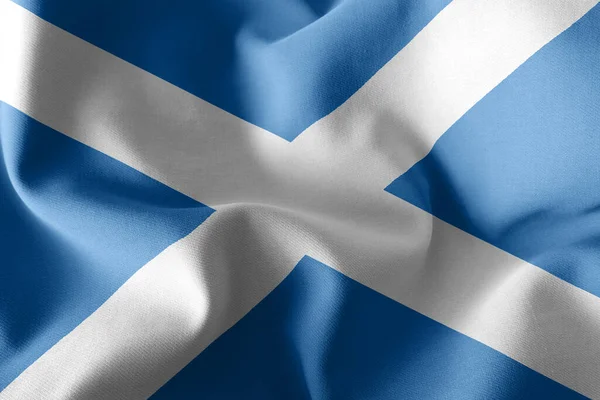 스코틀랜드 일러스트 Illustration Flag Scotland 영국의 지역이다 바람에 흔들리는 깃발에 — 스톡 사진
