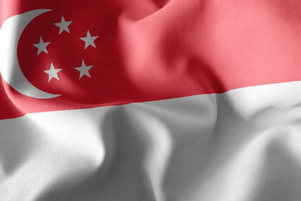 Illustratie Vlag Van Singapore Wuiven Wind Vlag Textiel Achtergrond — Stockfoto