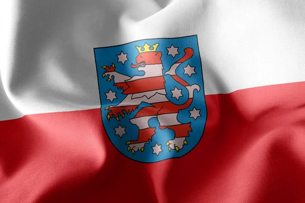 Bandeira Ilustração Turíngia Uma Região Alemanha Acenando Sobre Bandeira Vento — Fotografia de Stock
