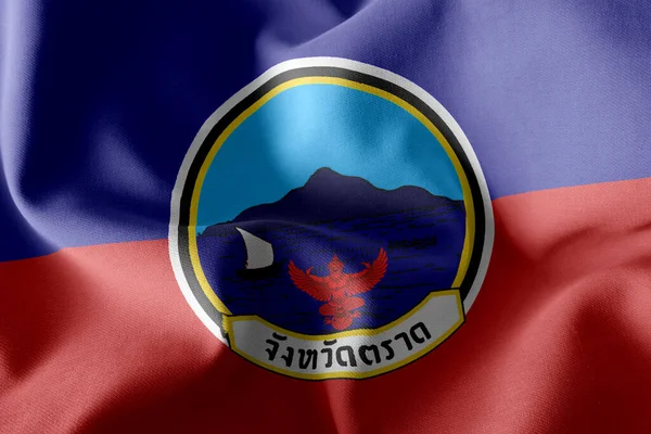 Флаг Трёхмерной Иллюстрации Трата Является Провинцией Таиланд Размахивание Флагом Ветра — стоковое фото