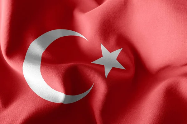 3D illustration flag of Turkey. Waving on the wind flag textile background