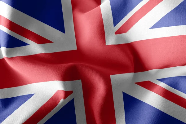 Birleşik Krallık Boyutlu Illüstrasyon Bayrağı Rüzgâr Bayraklarında Sallanan Tekstil Arka — Stok fotoğraf
