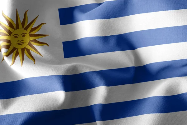 Illustratie Vlag Van Uruguay Wuiven Wind Vlag Textiel Achtergrond — Stockfoto