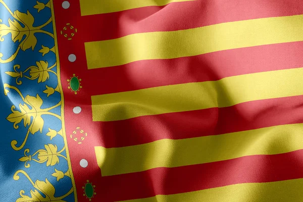 Bandera Ilustración Comunidad Valenciana Una Región España Ondeando Sobre Fondo — Foto de Stock