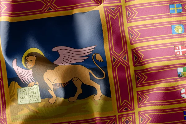 Флаг Венето Иллюстрации Является Регионом Италии Размахивание Текстильном Фоне Флага — стоковое фото