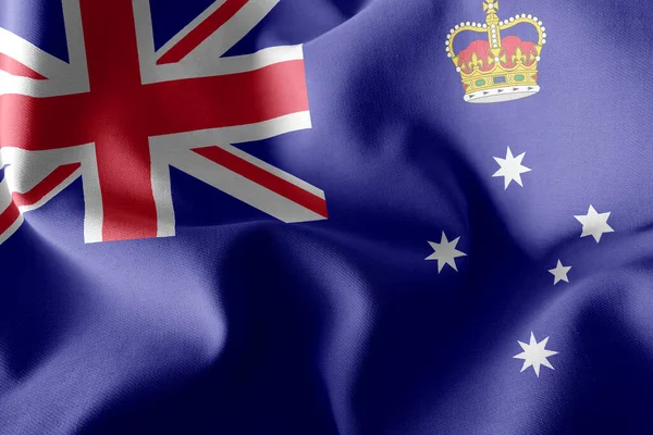 Victoria Illustrasjonsflagg Region Australia Vinden Tekstilbakgrunnen – stockfoto
