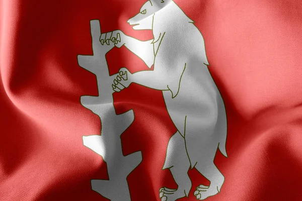 沃里克郡的3D插图旗帜是英格兰的一个县 飘扬在风旗纺织品的背景上 — 图库照片