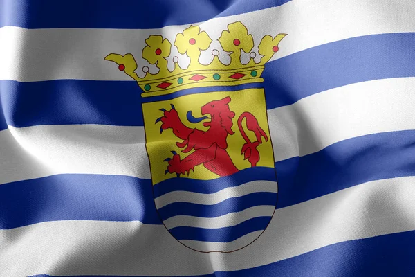 Ilustrační Vlajka Zeeland Region Nizozemska Waving Wind Flag Textile Background — Stock fotografie