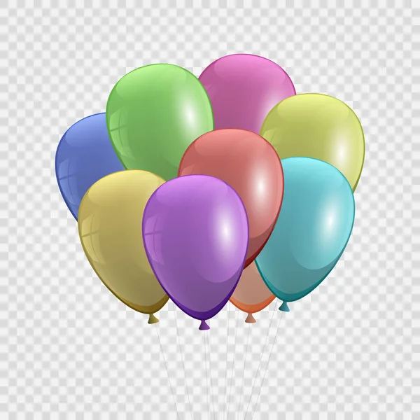 3D为派对而飞行的现实的生日气球团和为你设计的庆祝模板 — 图库矢量图片