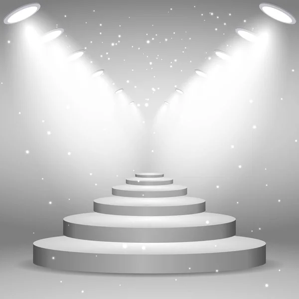 Weiße Treppen Beleuchtet Durch Scheinwerfer Realistische Vektorillustration Vorlage Für Ihr — Stockvektor