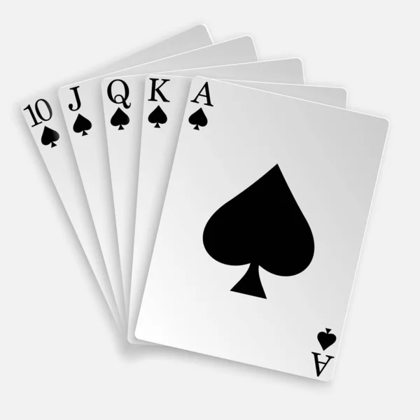 Royal Straight Flush Jogando Cartas Poker Mão Modelo Para Seu —  Vetores de Stock