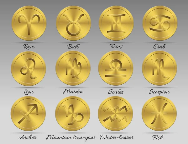 Conjunto Símbolos Astrológicos Zodíaco Sinais Horóscopo Modelo Design Moderno Para — Vetor de Stock