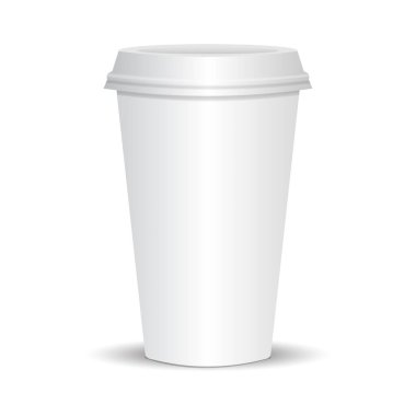 3D gerçekçi kağıt kahve fincanı. Vektör çizimi. Tasarımınız için şablon