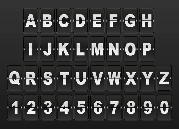 Luchthaven Mechanische Flip Board Panel Font White Lettertype Donkere Achtergrond — Stockvector