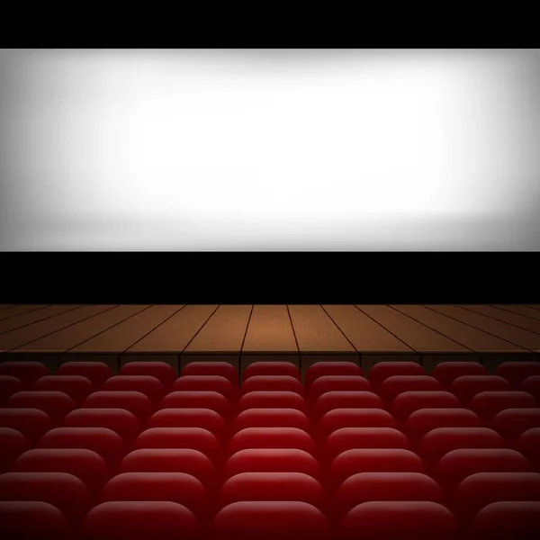 Illust Del Interior Una Sala Cine Con Cortinas Rojas Filas — Vector de stock